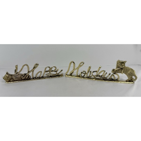 Vintage 1993 Metzke Pewter Gold-Tone "Happy Holidays" Cat Kitten Decor USA - Picture 10 of 10